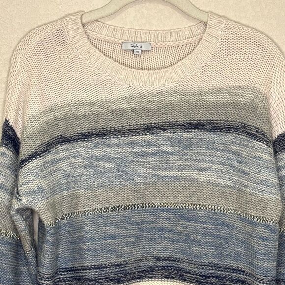 Rails Sweater Size XS Daphne Stripe Wool & Cashmere Blue Grey Ivory Metallic - Picture 3 of 9
